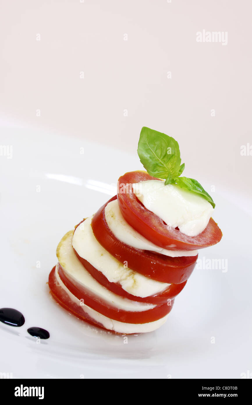 caprese italian fresh appetizer (tomato, mozzarella, basil Stock