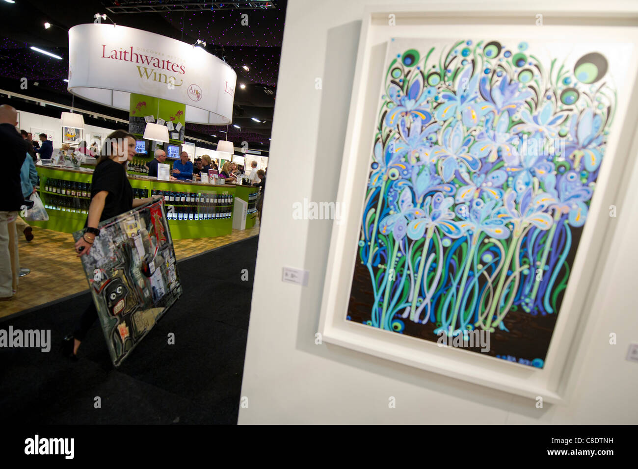 The Affordable Art Fair holds its preview night in Battersea Park, London, UK. The art has a