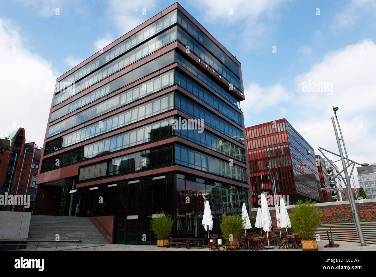 The Bankhaus Woelborn and Chilli Club Restaurant in the HafenCity area of Hamburg,Germany. Stock Photo