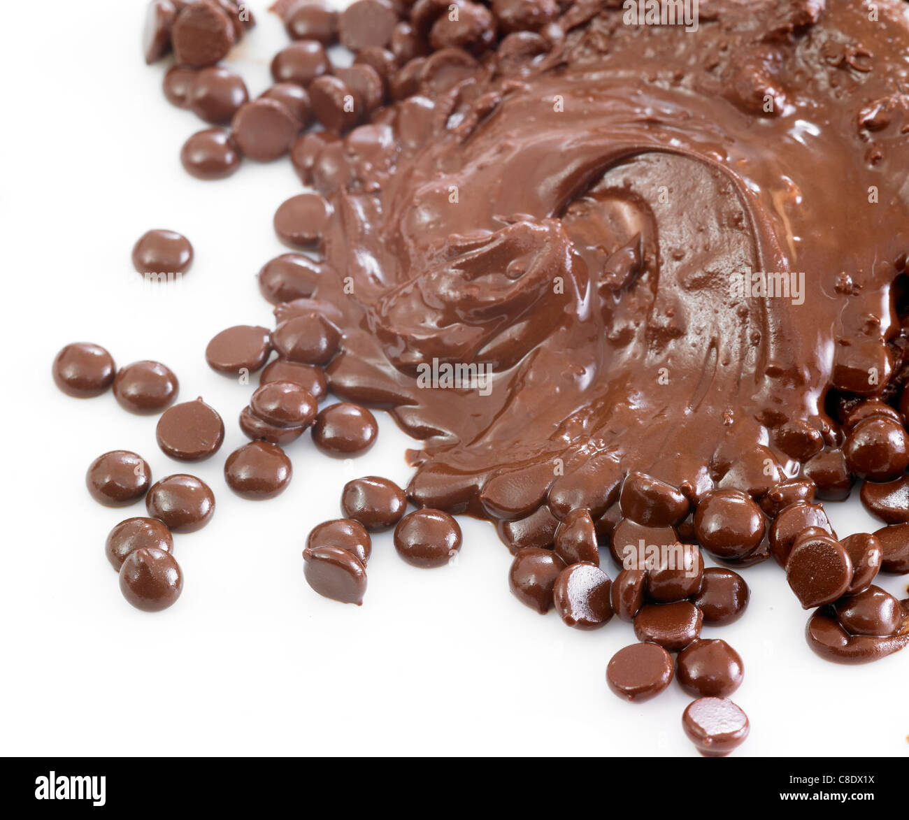 chocolate chips or drops melting Stock Photo Alamy