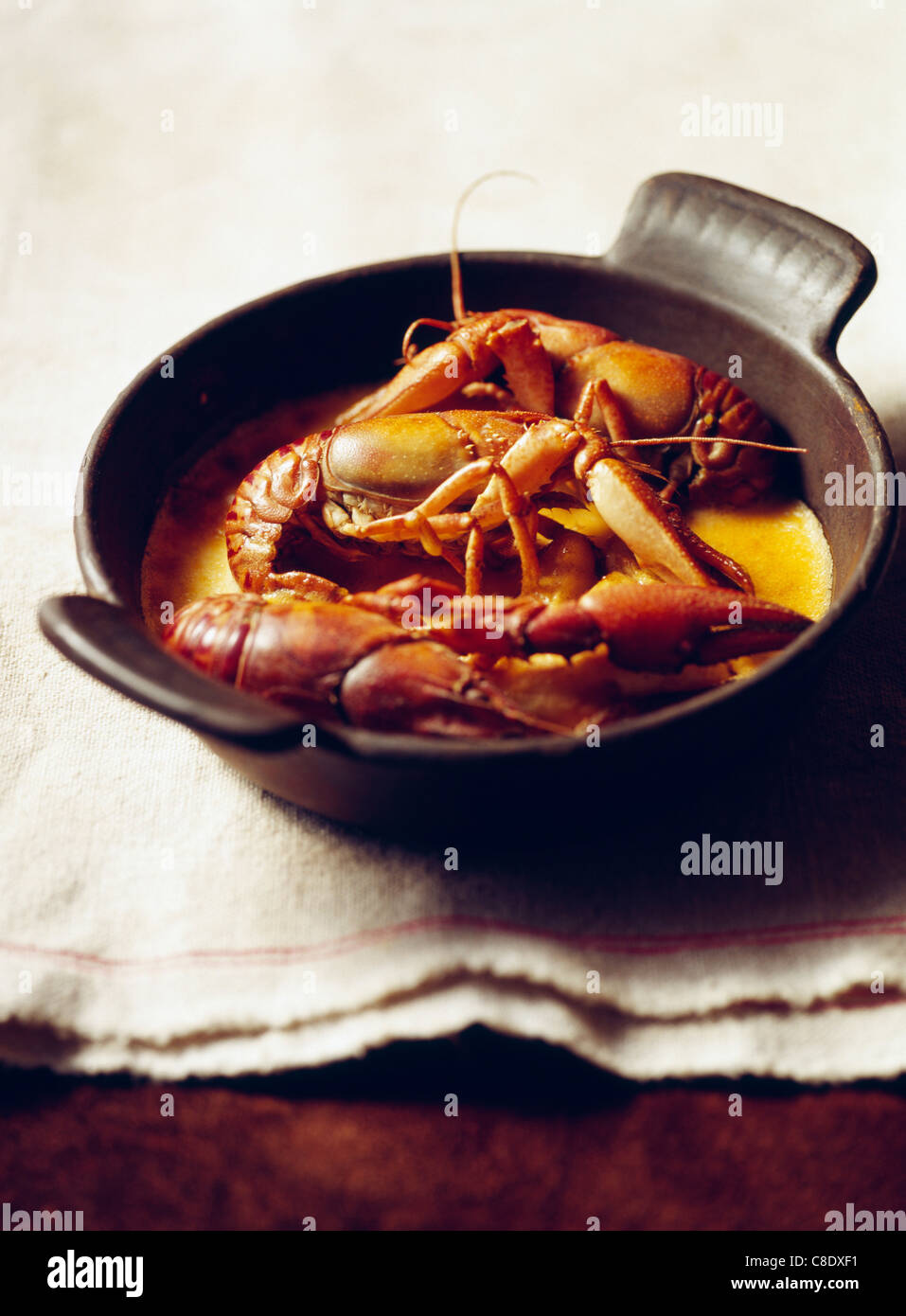 Crayfish with creamy sauce Stock Photo