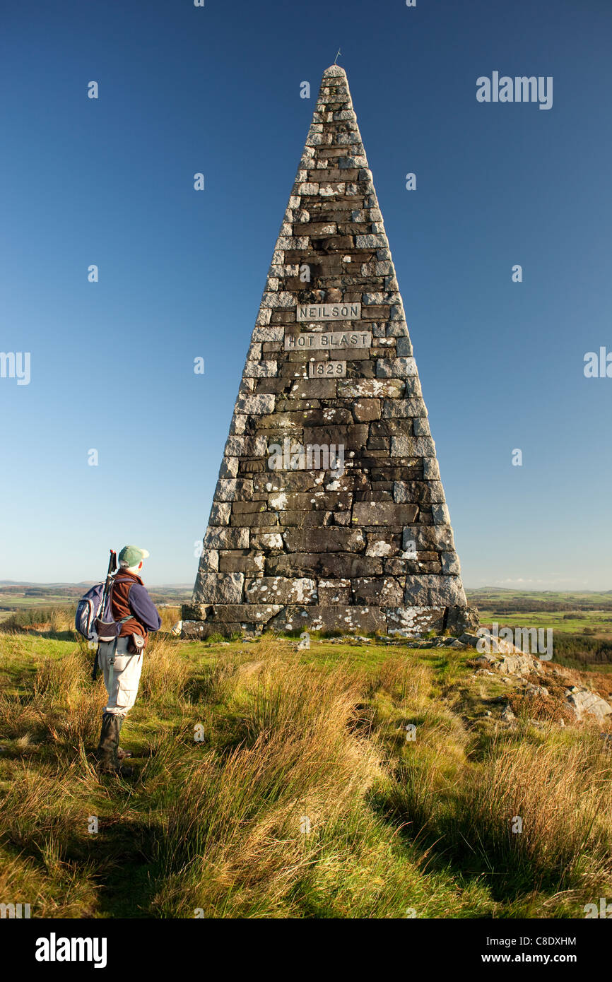 Neilson Monument on Barstobrick Hill near Ringford Galloway Scotland UK. James Beaumont Neilson invented the hot blast process for iron furnaces. Stock Photo