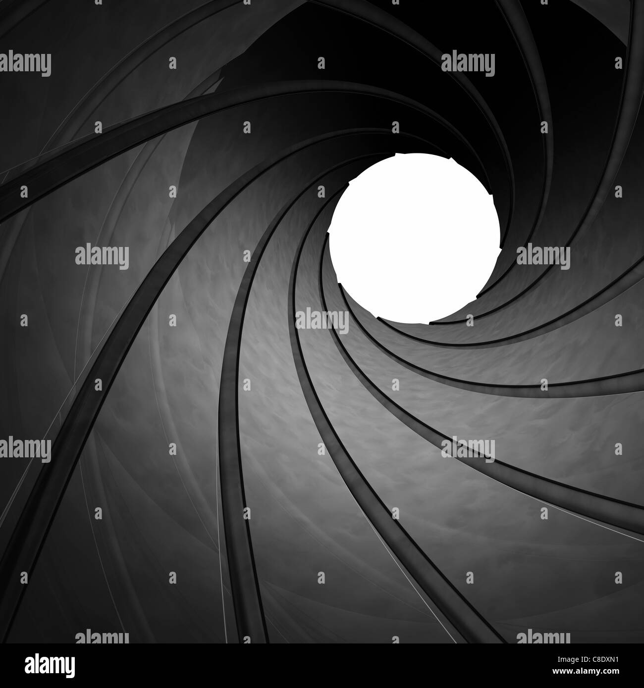 Looking through the barrel of a gun , 3d illustration Stock Photo