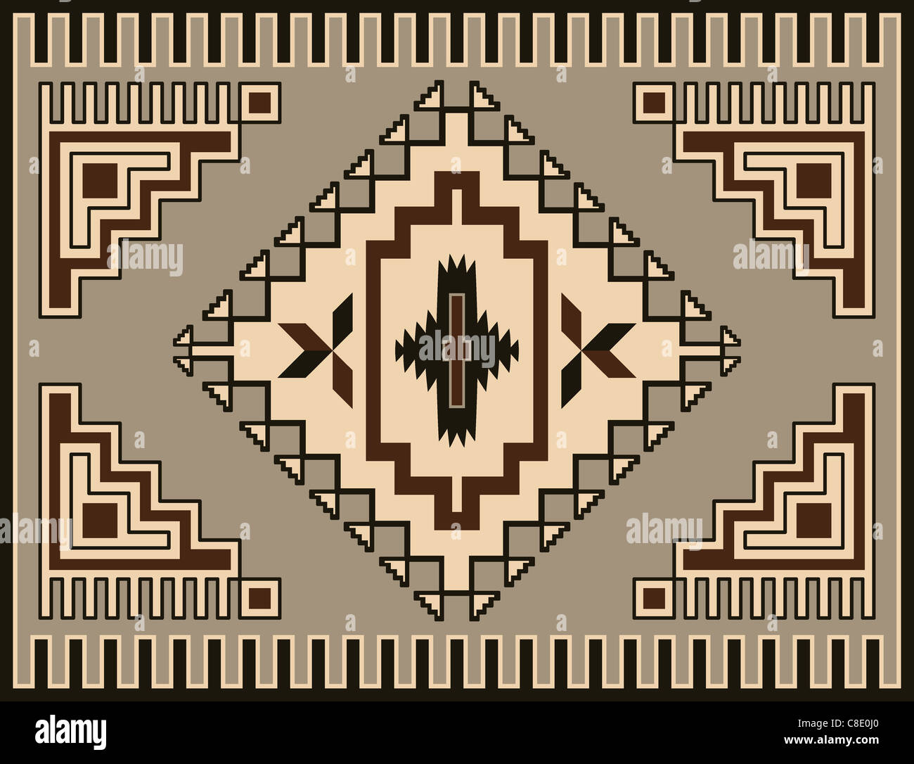 Traditional Geometric Retro Carpet Design Stock Photo Alamy