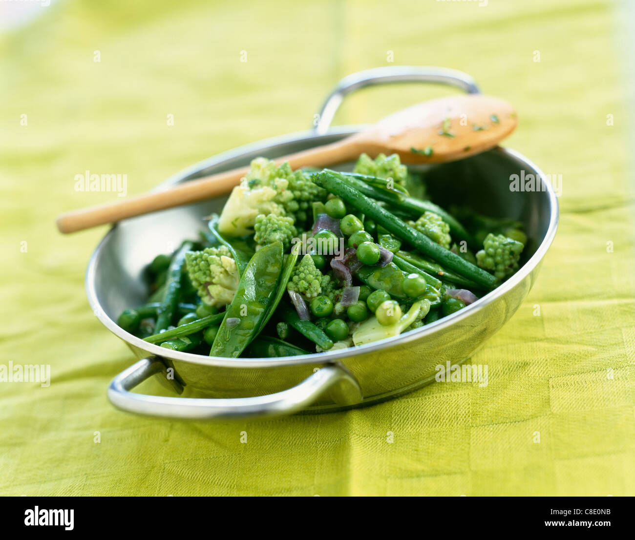 Green vegetable stirfry Stock Photo Alamy