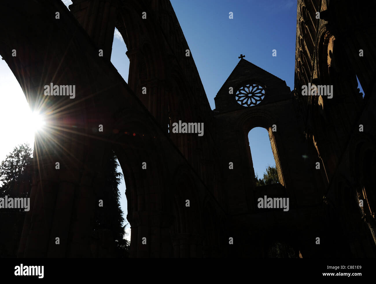 Jedbury Abbey silhouette Stock Photo