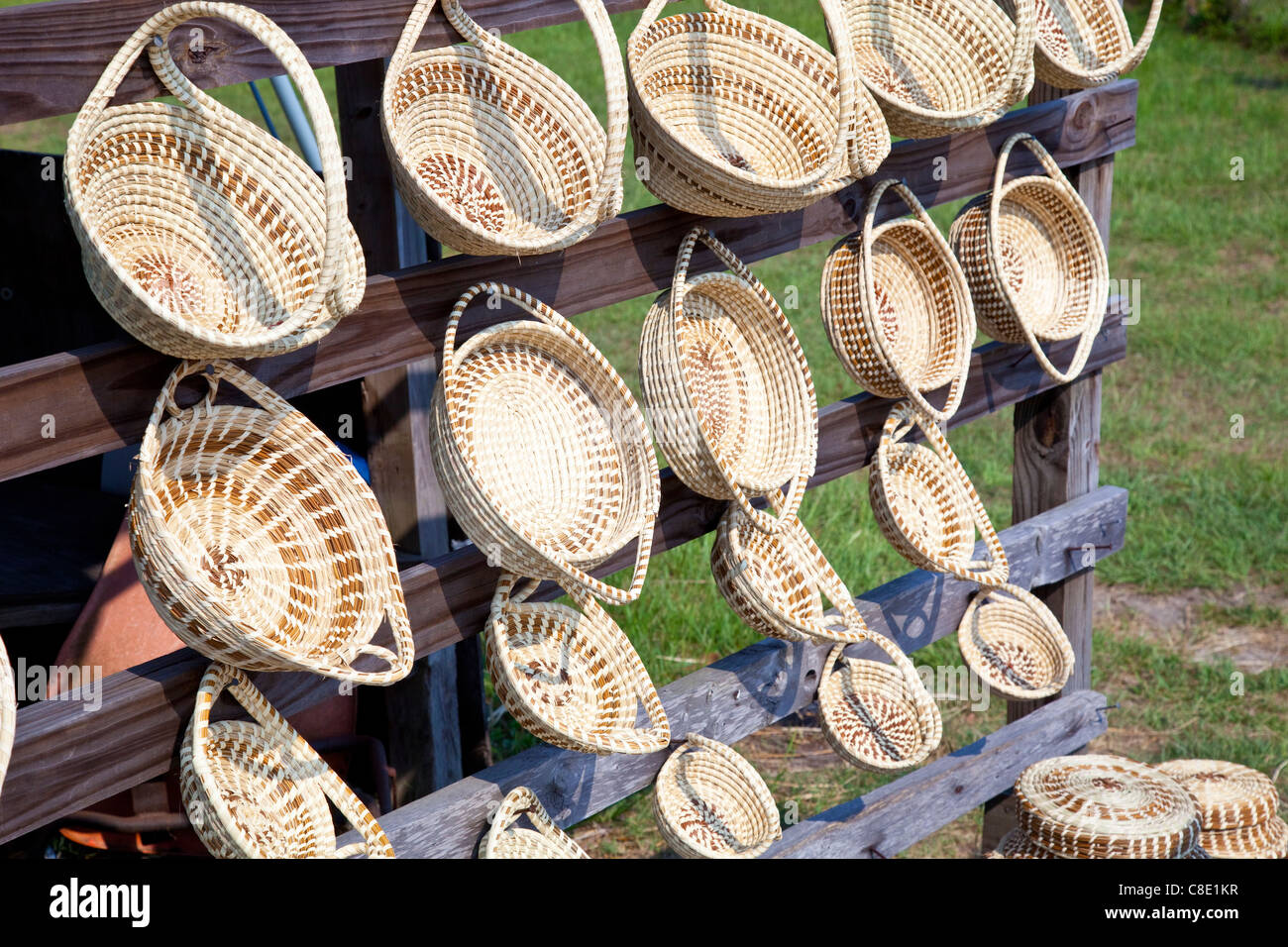 Coiled Gullah Sweetgrass Basket weaving, South Carolina Stock Photo Alamy