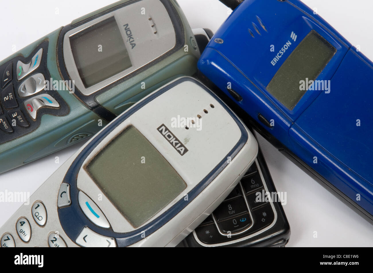 Old mobile phones Stock Photo