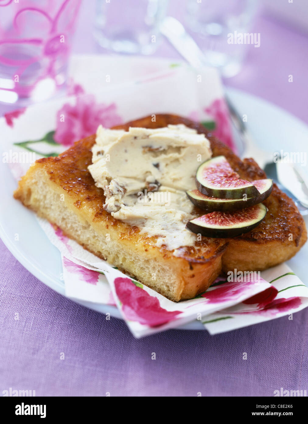 Boursin and fig french toast Stock Photo