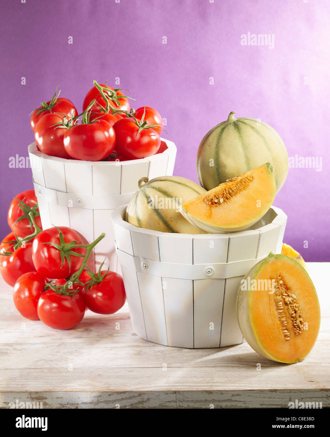 Melons and tomatoes Stock Photo Alamy