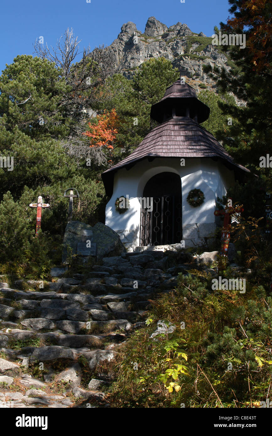 Chapel at the Symbolical cemetery (Symbolicky cintorin) in the High Tatras, Slovakia. Stock Photo