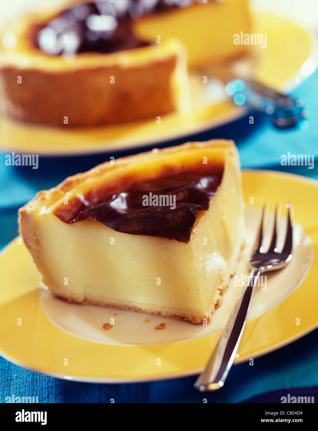 Baked egg custard tart Stock Photo - Alamy