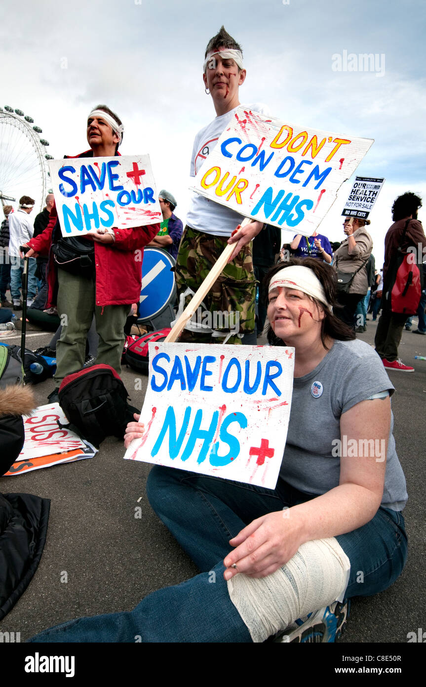 'Stop the Bill' Protest against National health Service Cuts London October 2011 Stock Photo