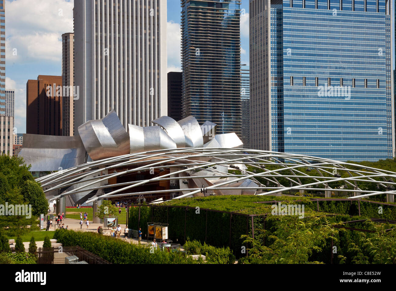 Jay Pritzker Pavilion designed by Frank Gehry, Millennium Park, Chicago ...