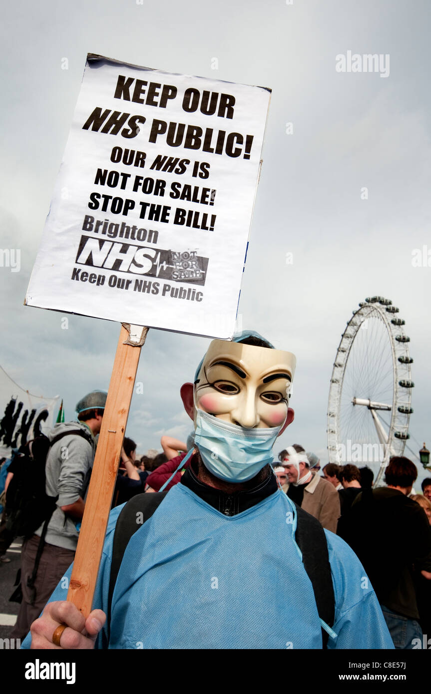 'Stop the Bill'  Protest against National Health Service Cuts and privatisation London October 2011 Stock Photo