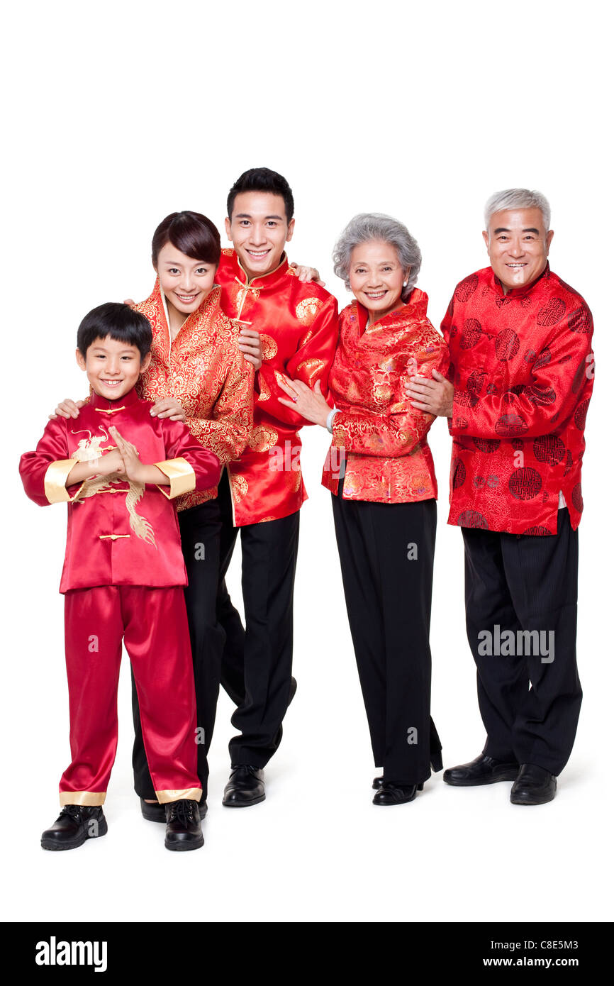 Family Dressed In Traditional Clothing High Resolution Stock