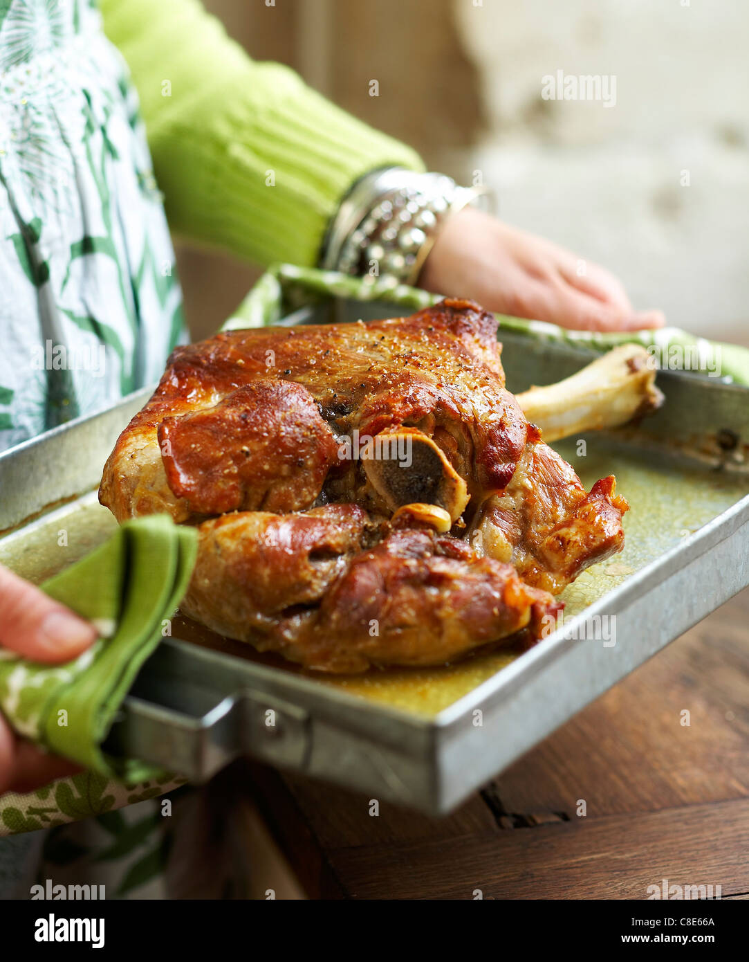 Roast shoulder of lamb Stock Photo - Alamy