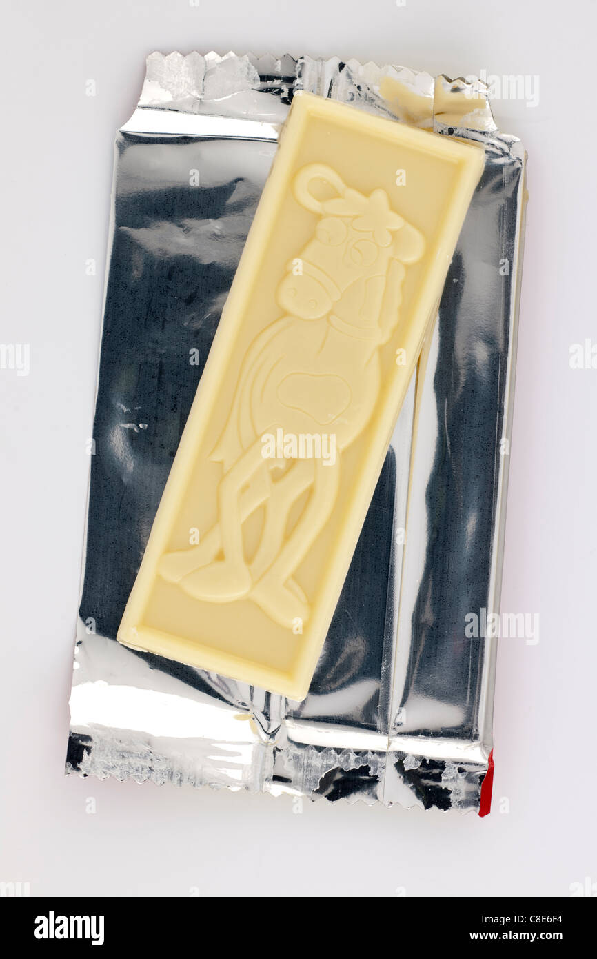 Small bar of Nestle Milky Bar white chocolate with a horse character Stock Photo