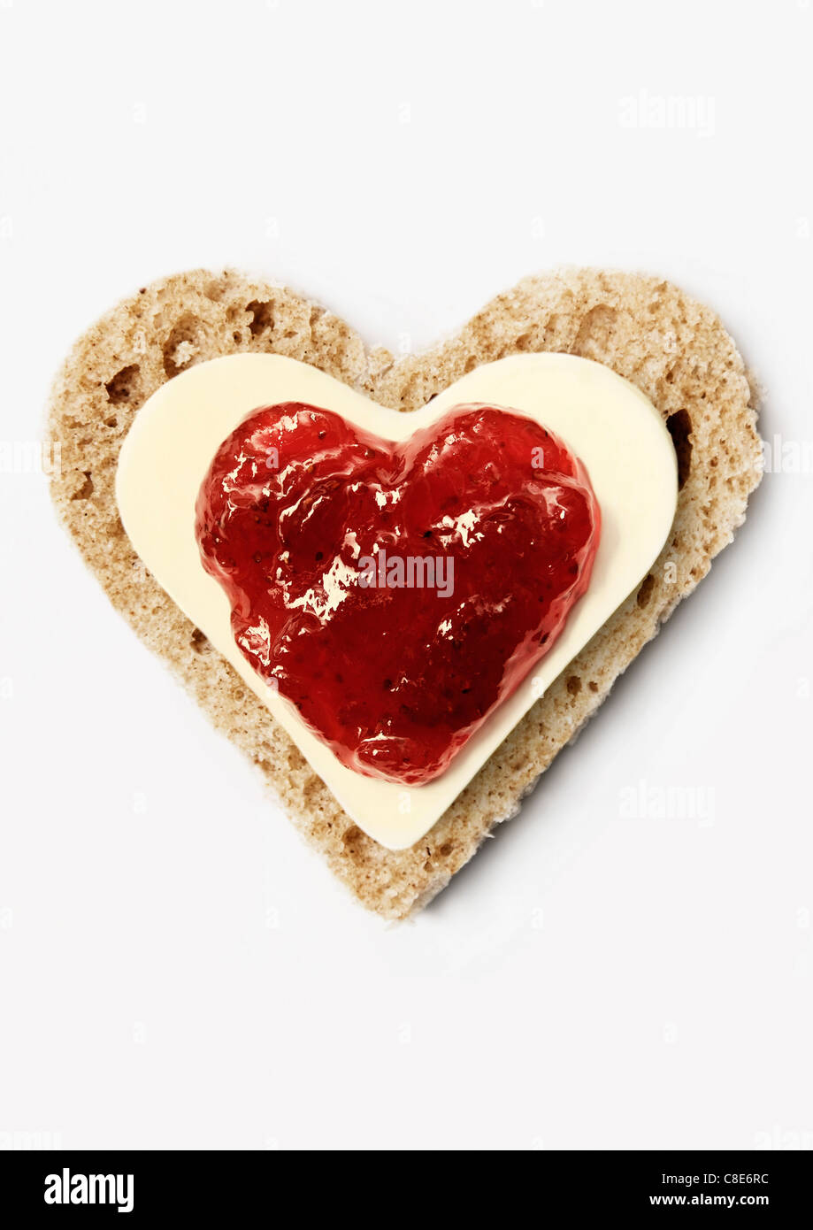 Bread Butter And Jam Heart Stock Photo Alamy