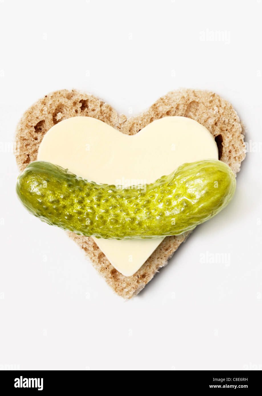 Bread,butter and gherkin heart Stock Photo Alamy