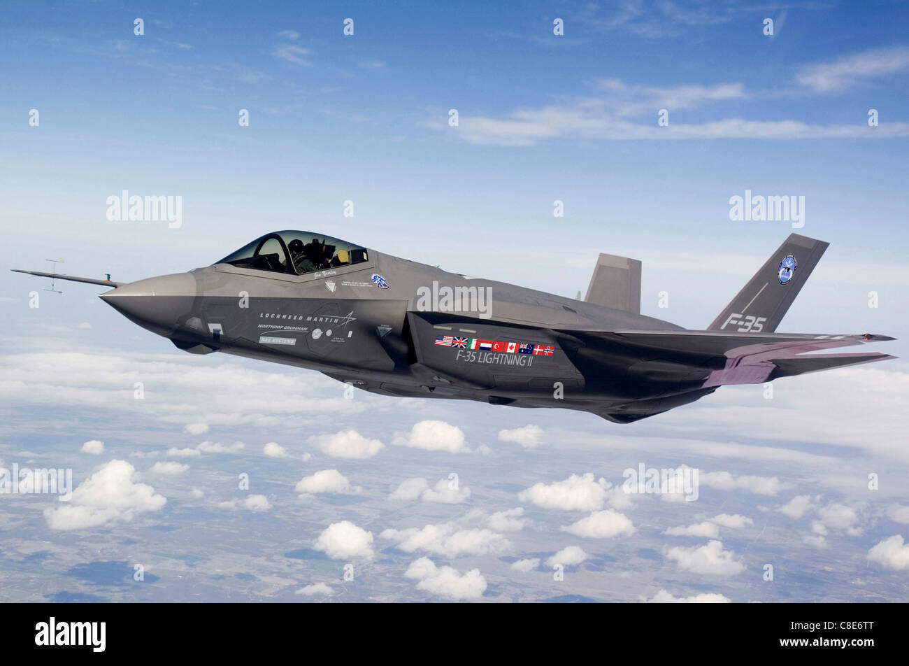 Over Fort Worth, Texas, an F-35 Lightning II test aircraft AA-1 undergoes a flight check. Stock Photo