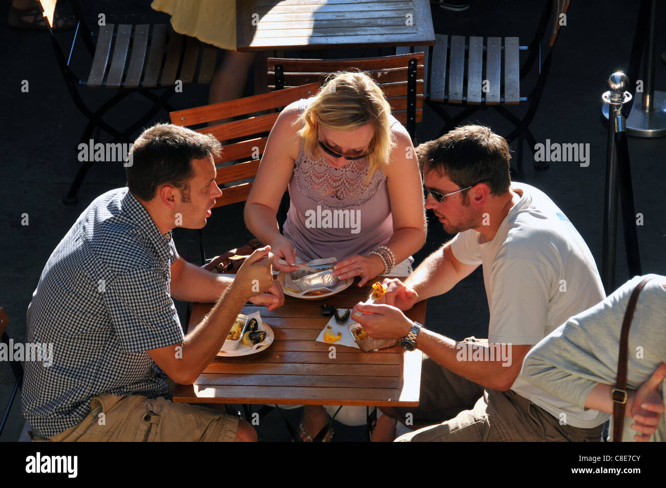 Al fresco eating restaurant Covent Garden London Paella Stock Photo