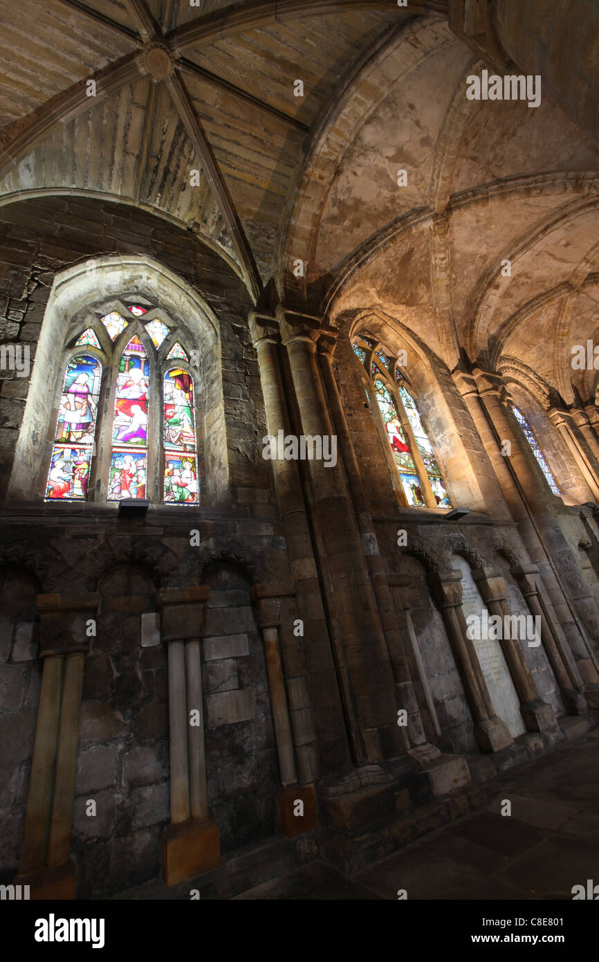 Town of Dunfermline, Scotland. Internal view of historic Dunfermline Abbey nave. Stock Photo