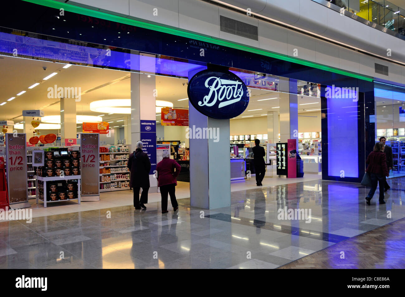 People in Boots pharmacy chemist beauty shop front & shoppers entrance  Westfield shopping centre mall in Stratford City East London Newham England  UK Stock Photo - Alamy