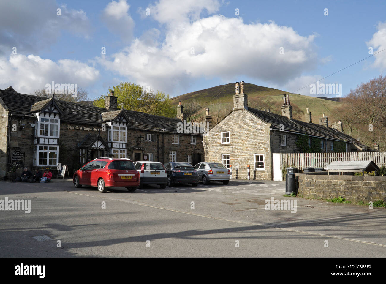The Old Nags Head pub, Edale the start end of the Pennine Way footpath, Derbyshire Peak District England UK English village Stock Photo