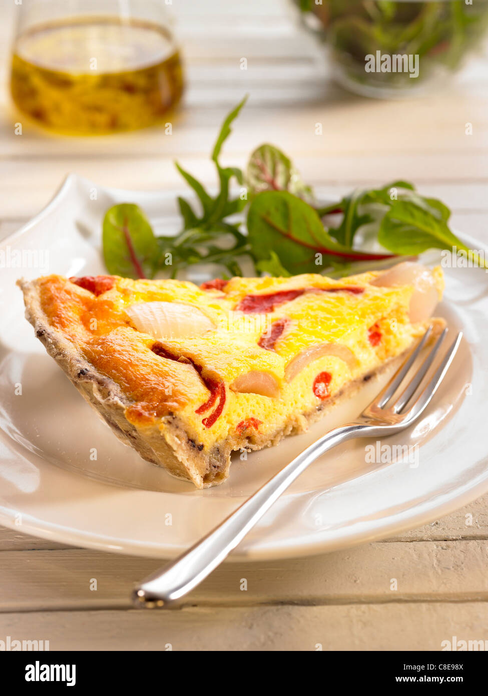 Pepper,parmesan and anchovy oil quiche Stock Photo