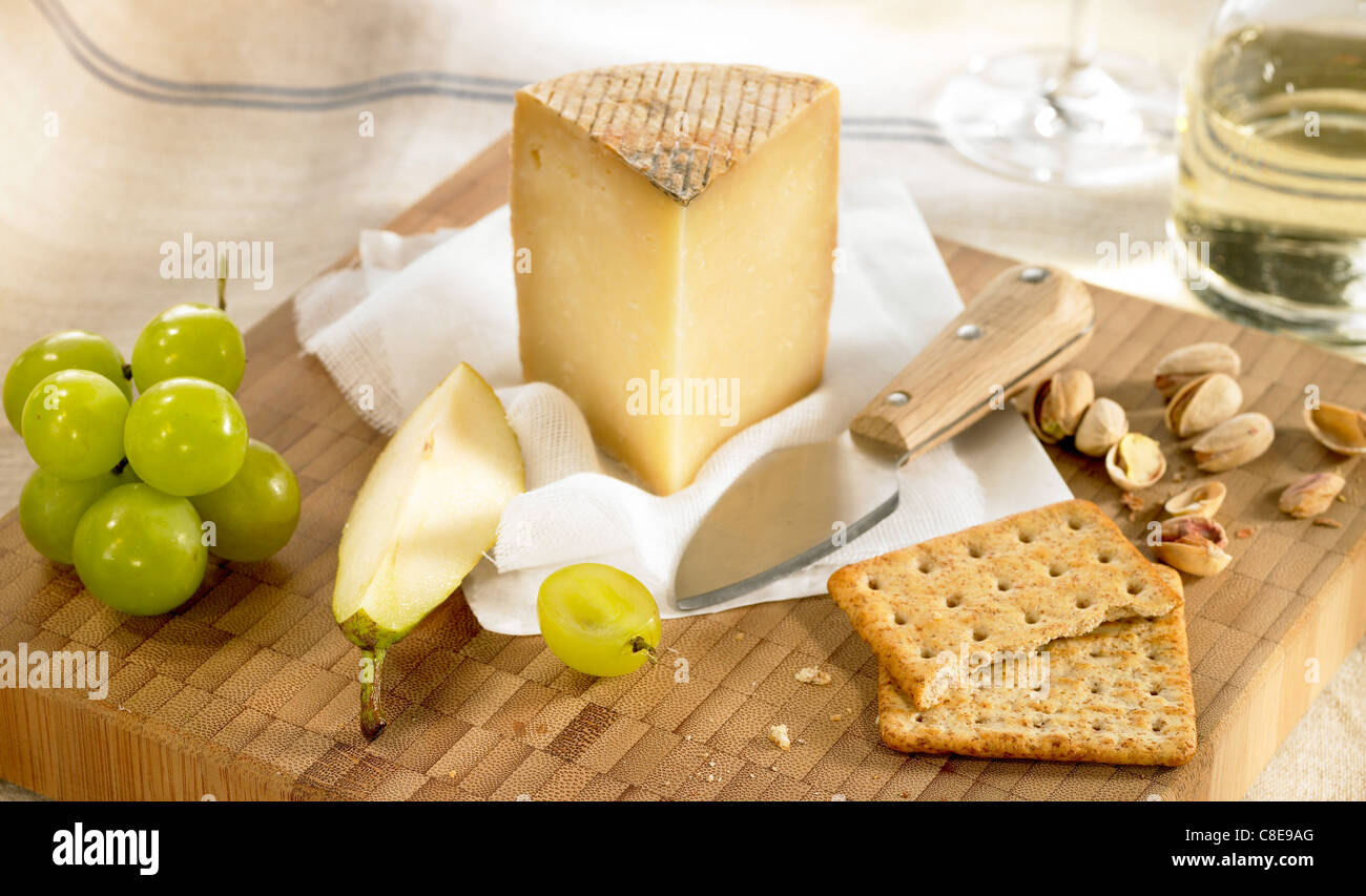 Manchego cheese and crackers Stock Photo
