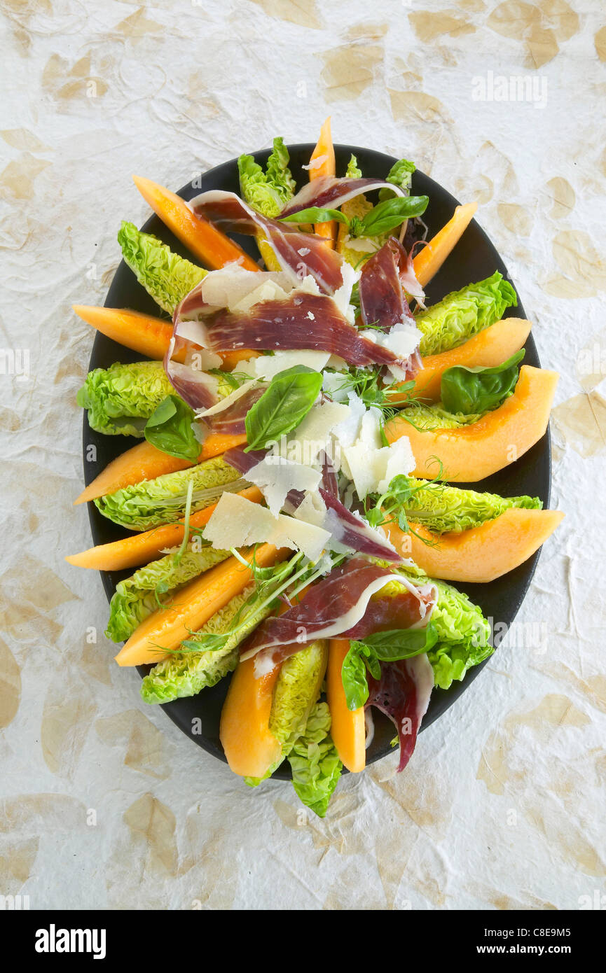 Lettuce heart and spanish ham salad hires stock photography and images