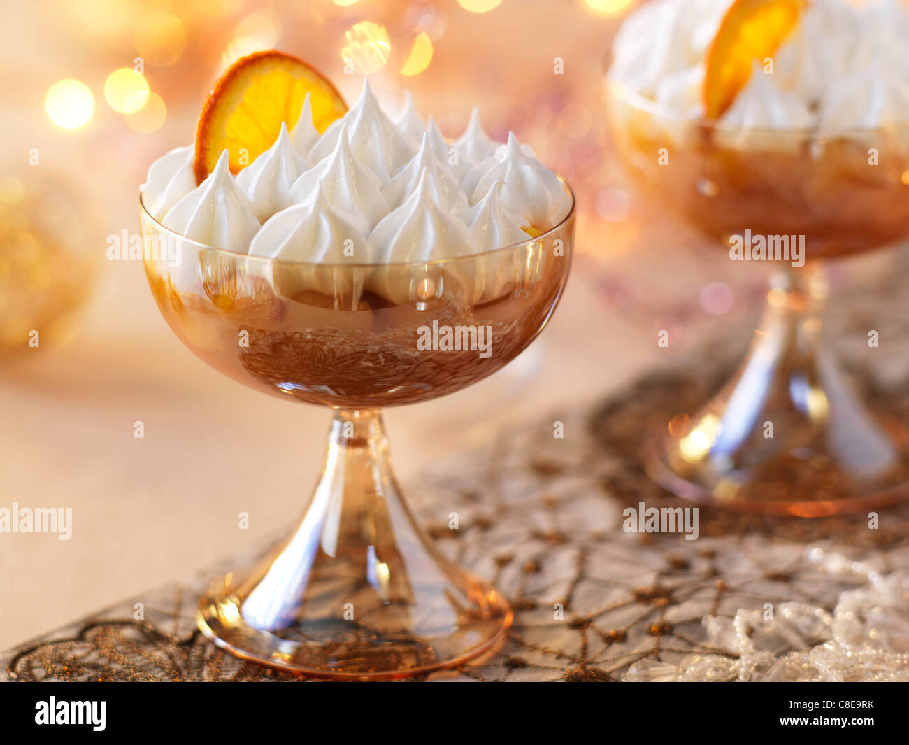 Chestnut mousse with whipped cream Stock Photo Alamy