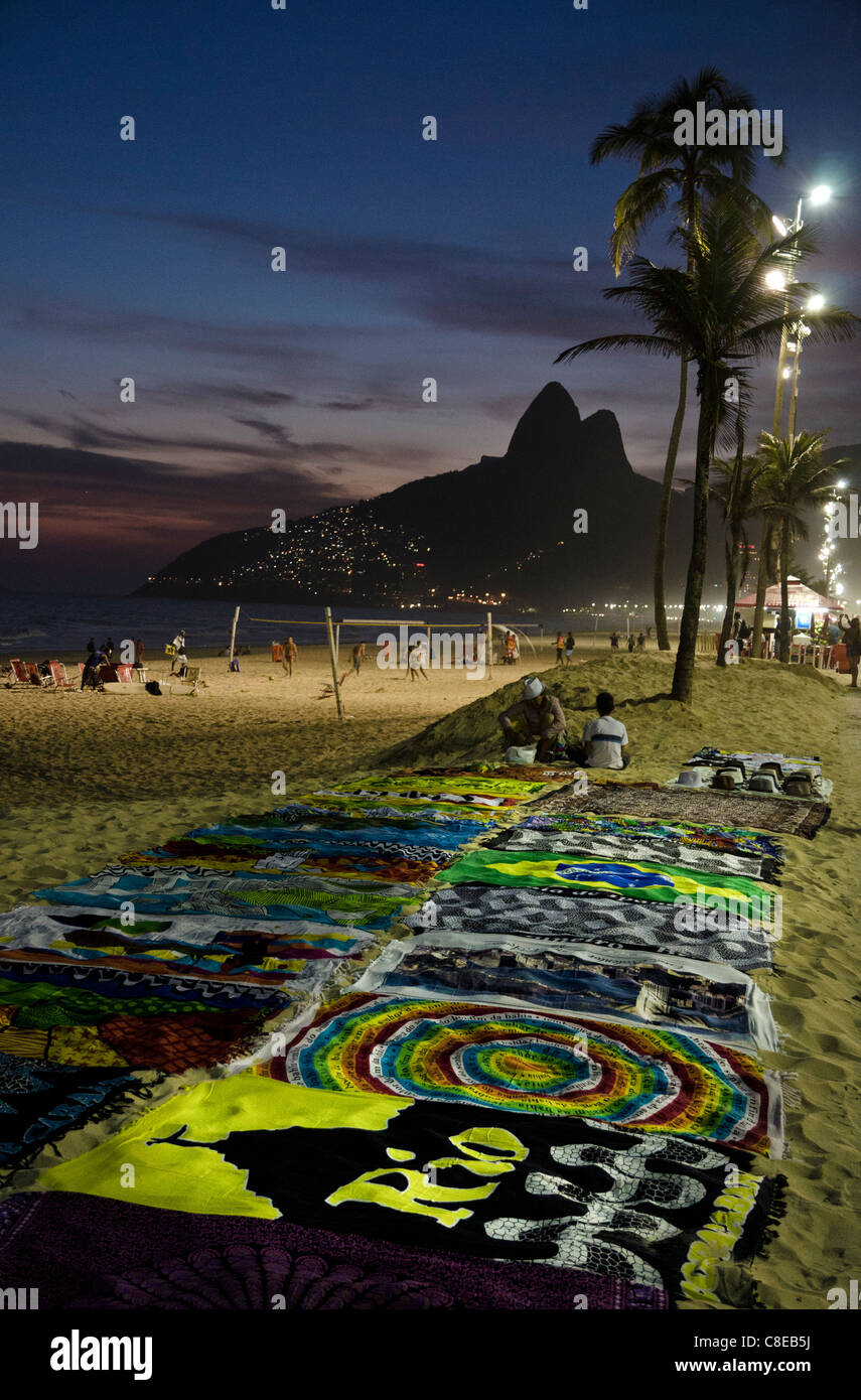 Leblon beach at night Rio de Janeiro, Brazil Stock Photo