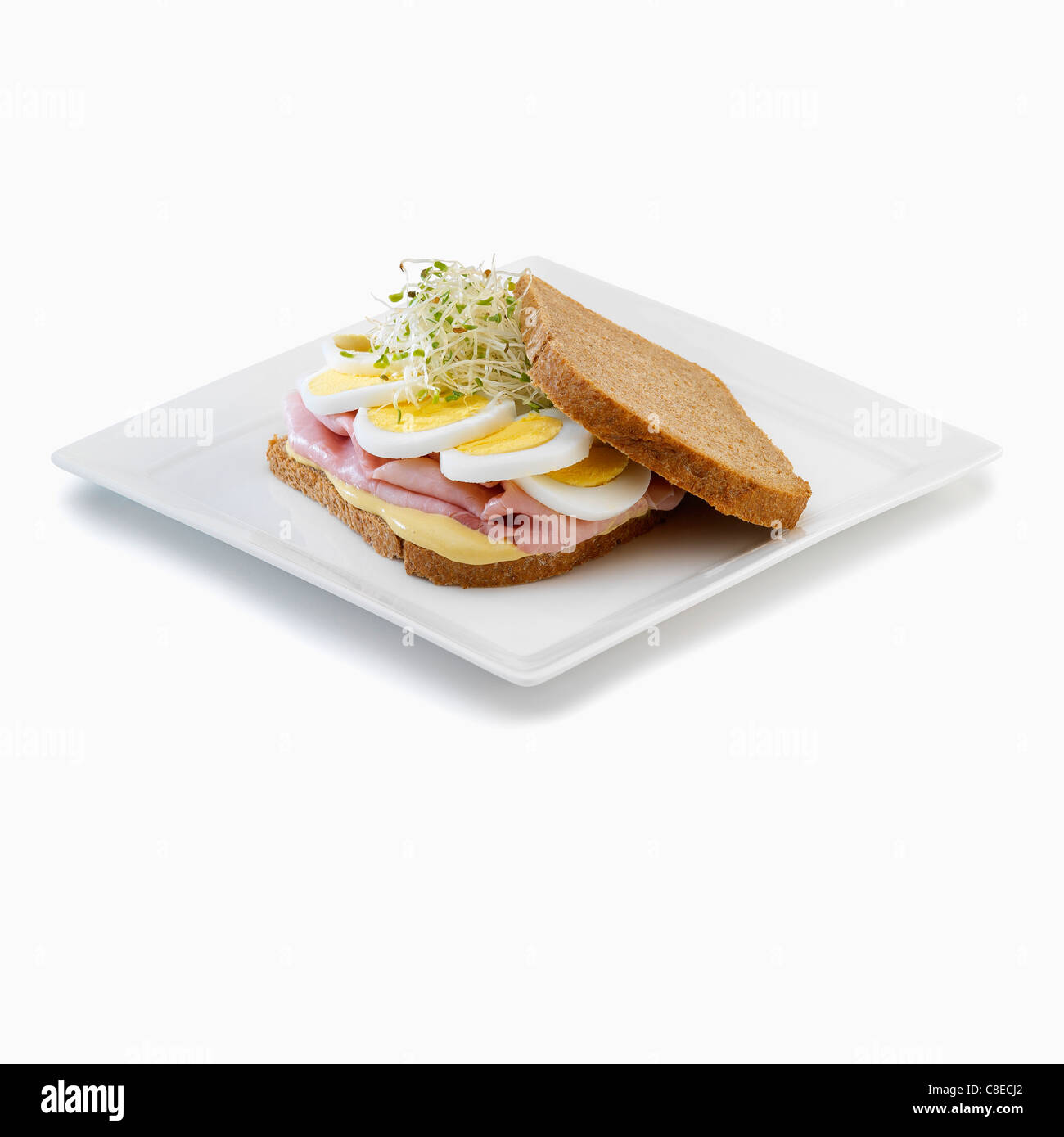 Ham and hard-boiled egg sandwich Stock Photo - Alamy