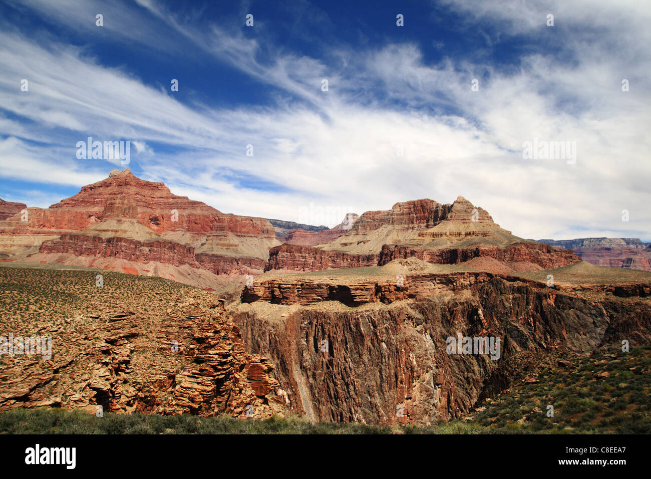 landscape image from the Tonto Plateau below the Grand Canyon Rim Stock Photo