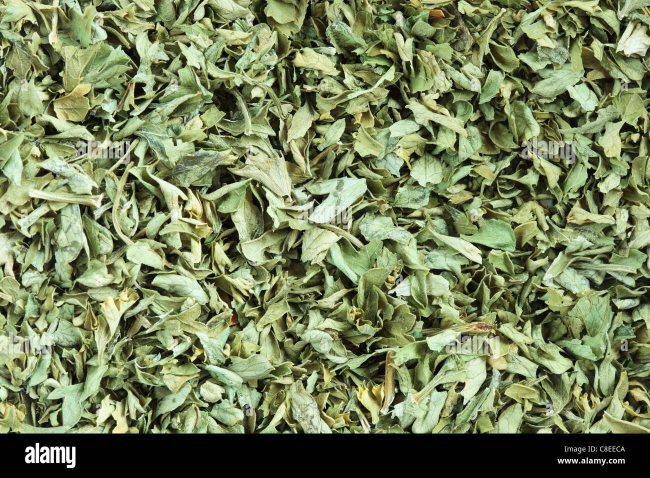 macro image of dried green parsley flakes Stock Photo