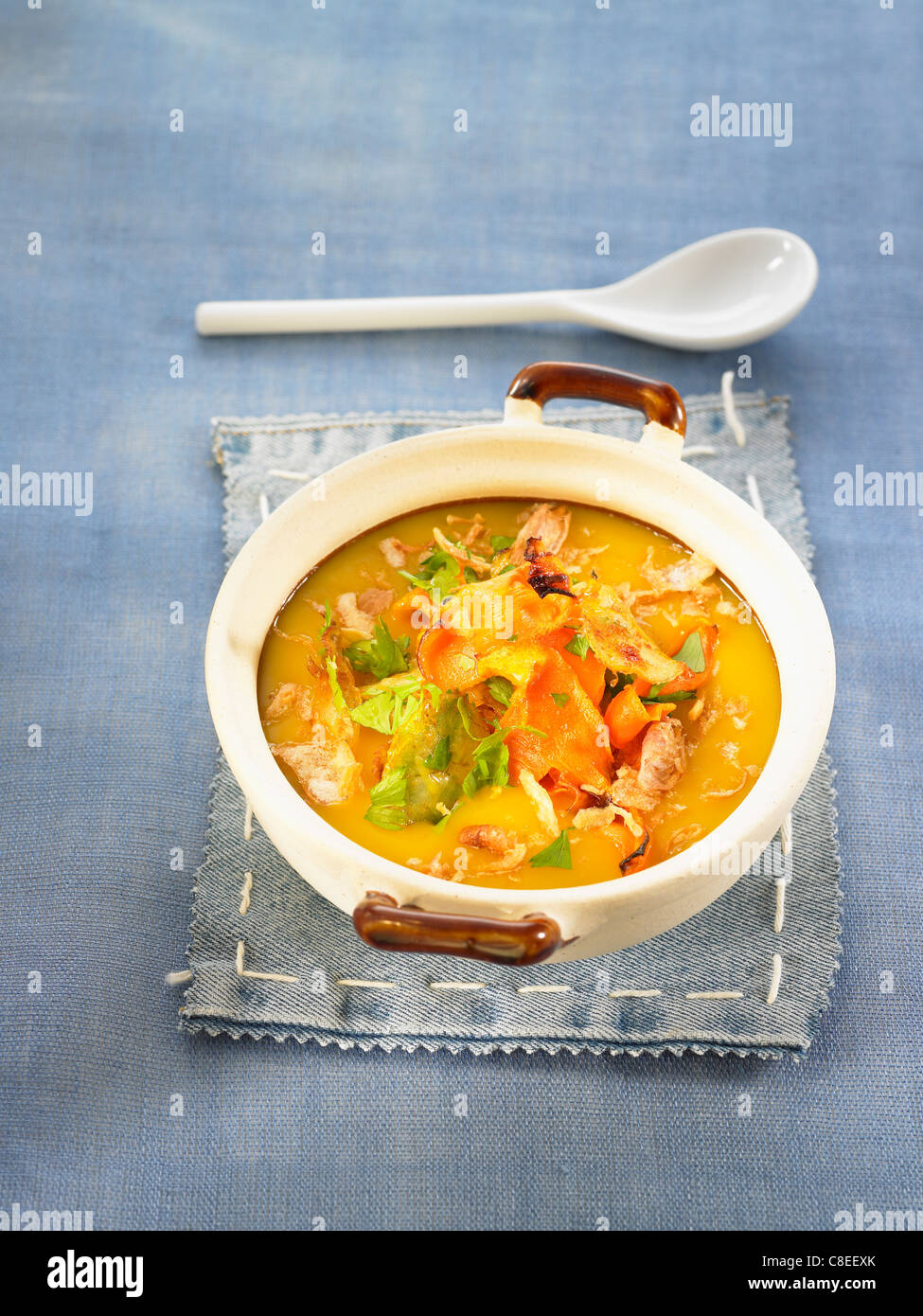 Carrot,potato and gomasio soup Stock Photo