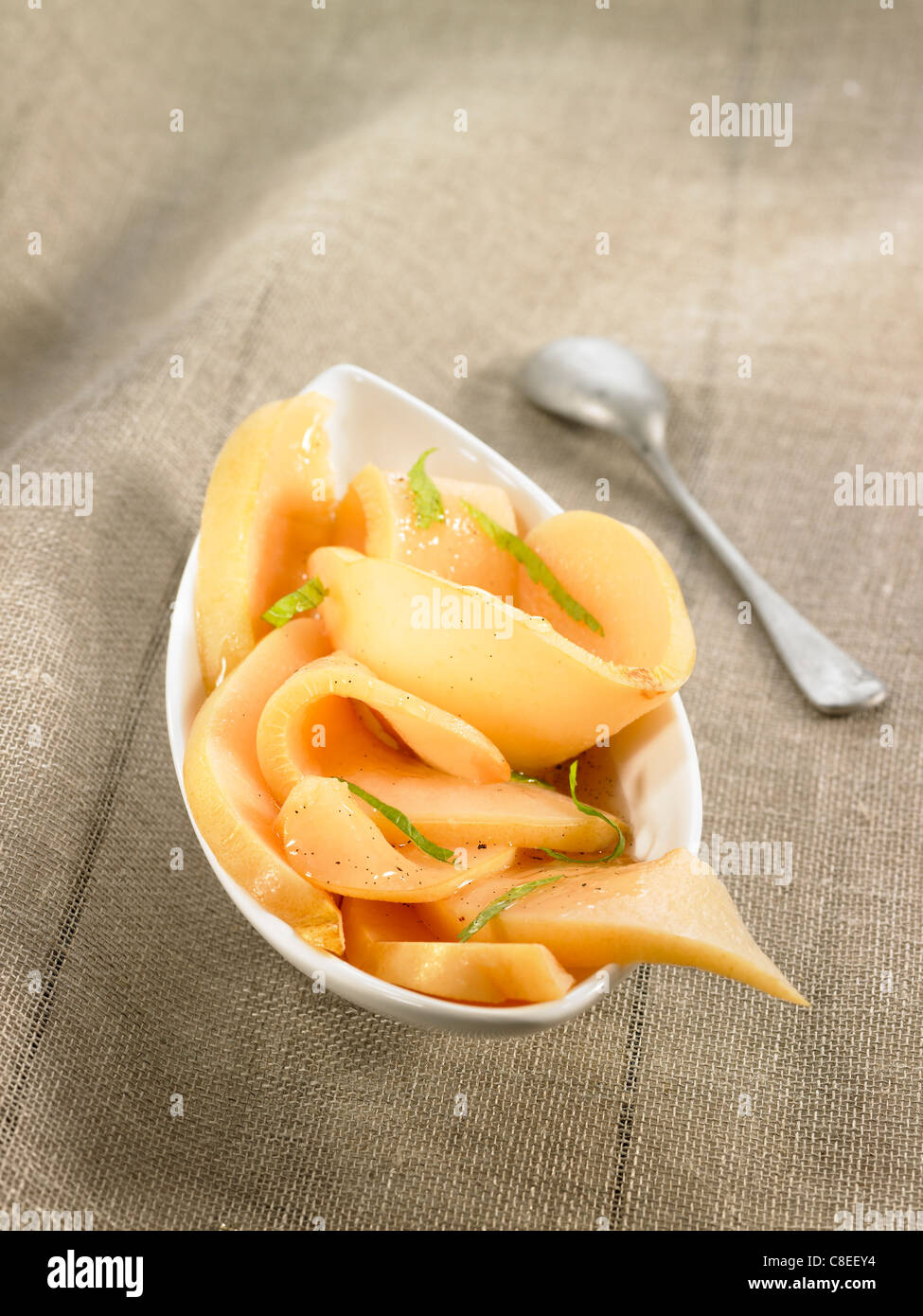 Stewed quince with lime and honey Stock Photo