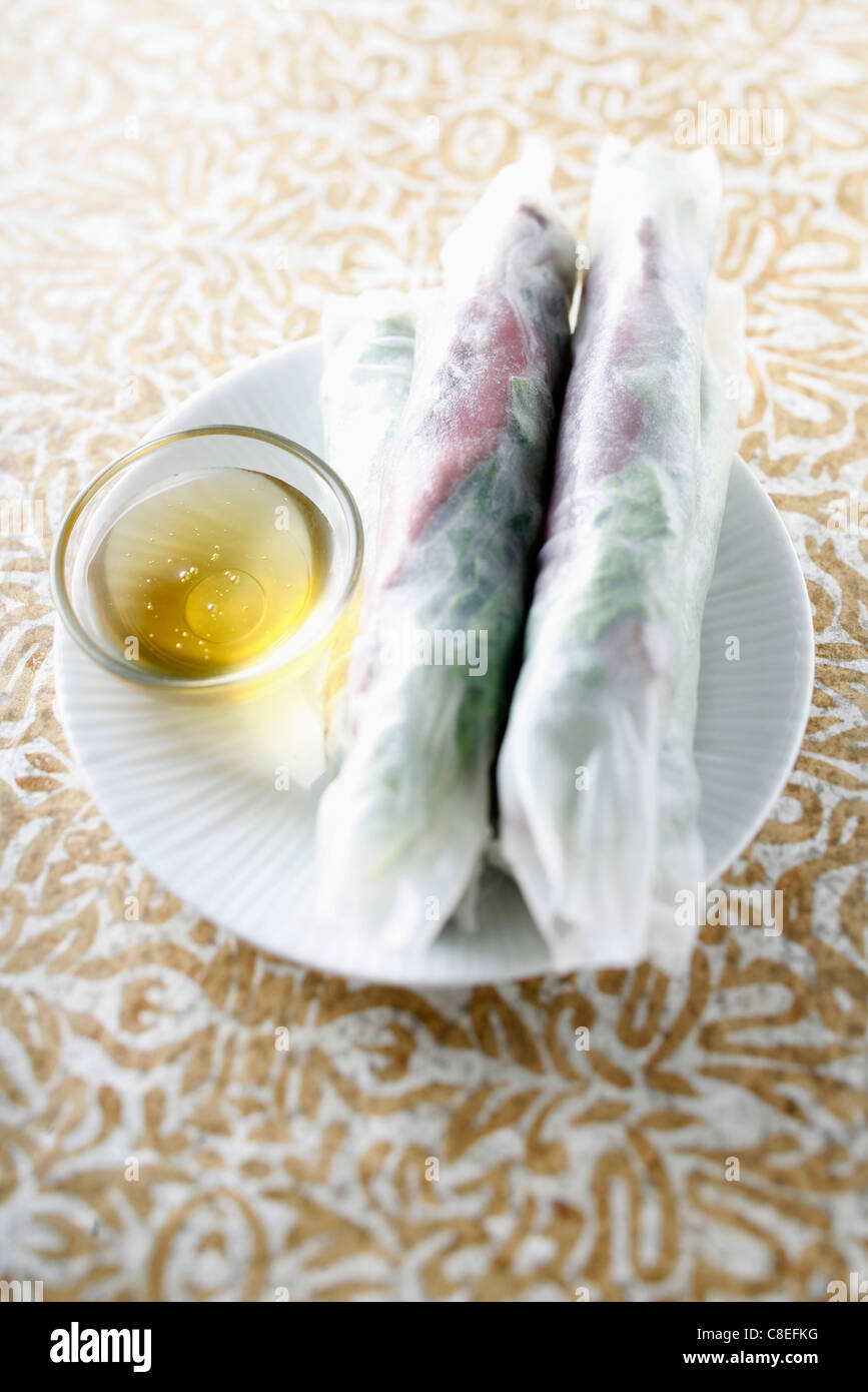 Spring rolls wih citronella Stock Photo