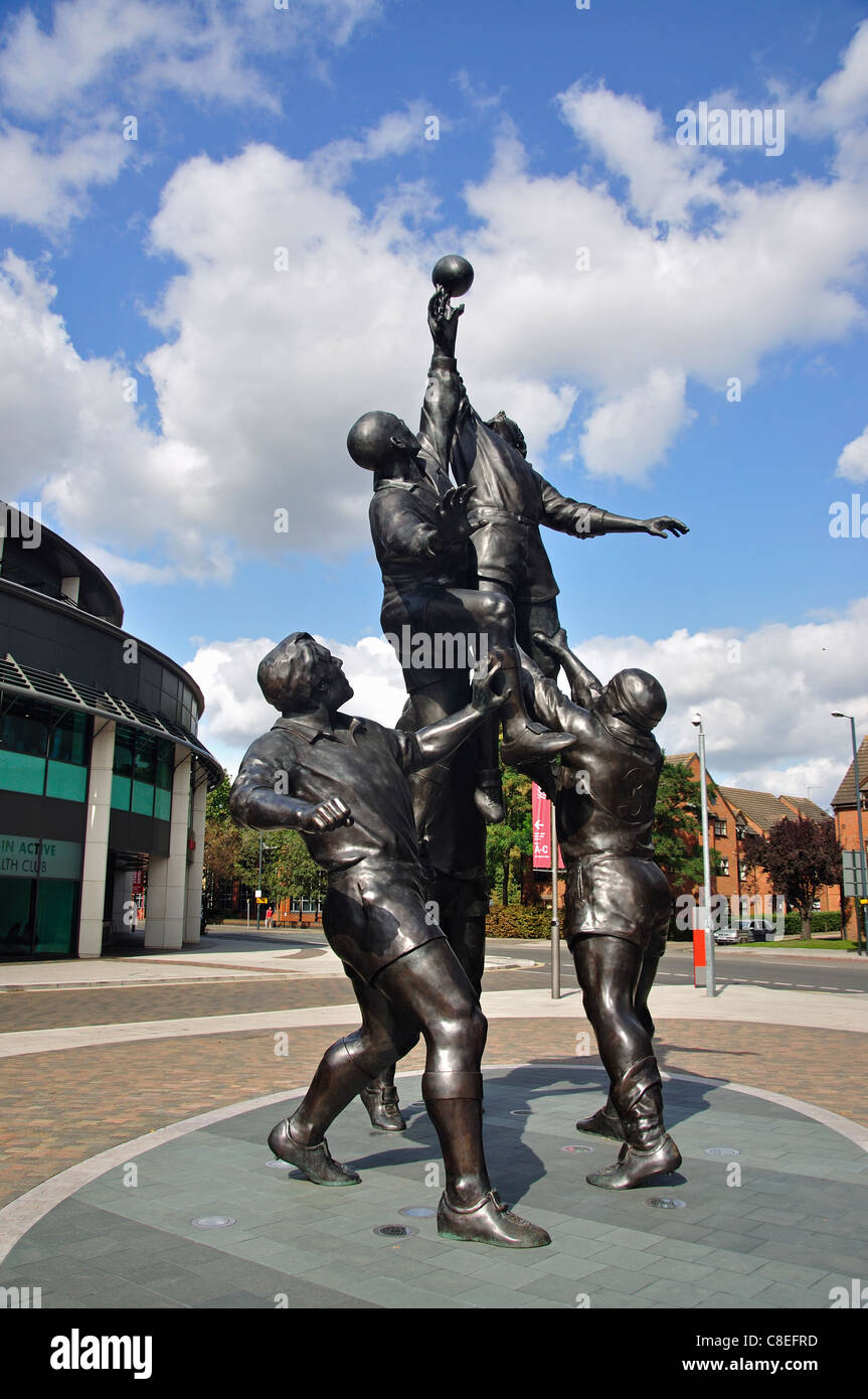 'The Making of a Lineout' Sculpture outside Twickenham Stadium, Twickenham, Greater London, England, United Kingdom Stock Photo
