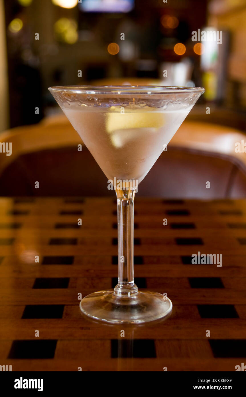Martini with a Twist with Restaurant B/G--nice bokay Stock Photo