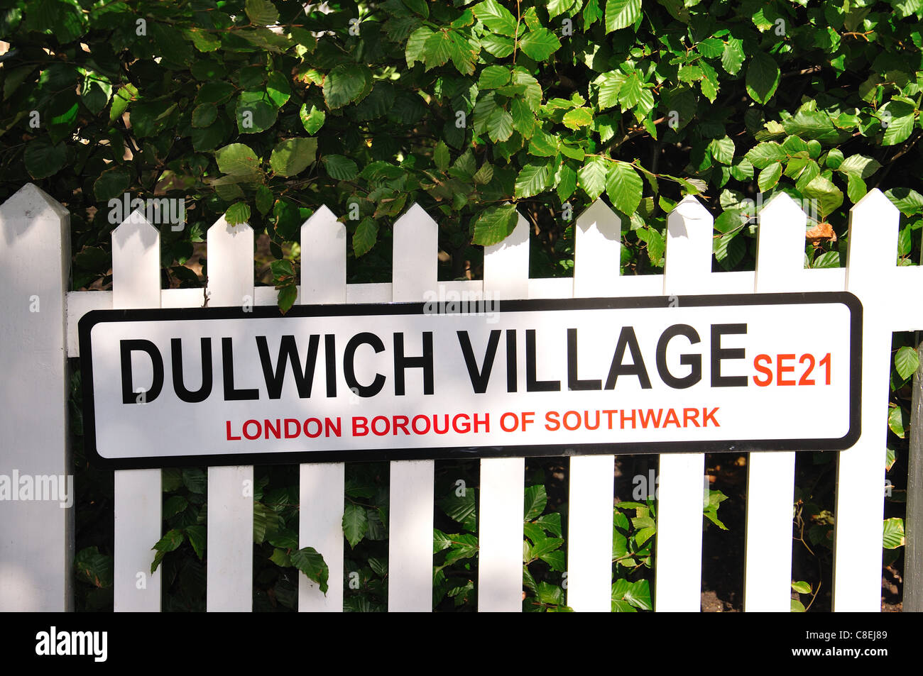 Dulwich Village sign, Dulwich Village, Dulwich, London Borough of Southwark, London, Greater London, England, United Kingdom Stock Photo