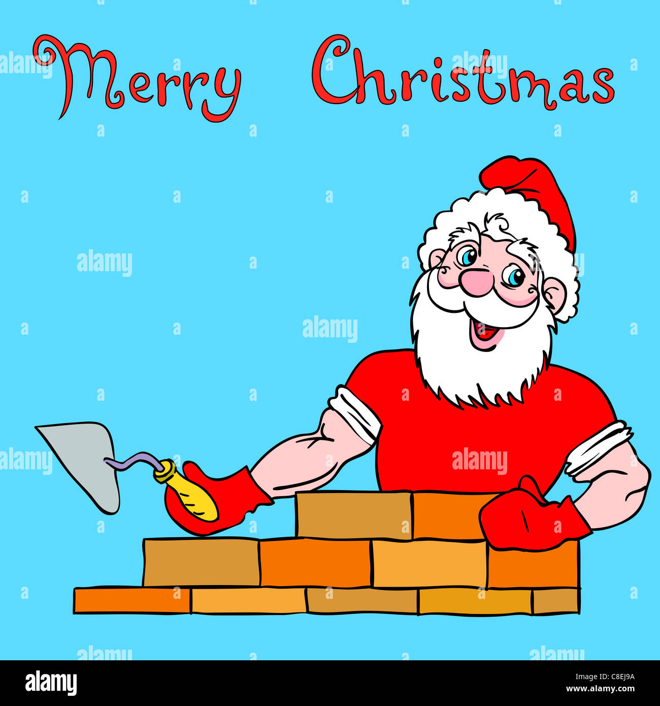Santa Claus muscular builds a brick house Stock Photo - Alamy