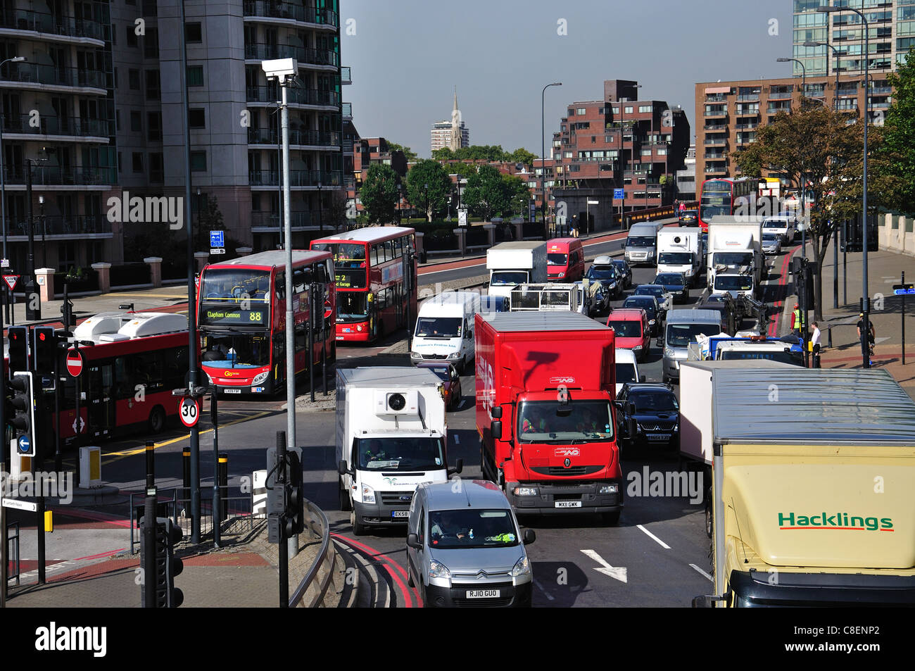 Heavy traffic on Vauxhall Bridge Road, Vauxhall, London Borough of Lambeth, London, Greater London, England, United Kingdom Stock Photo