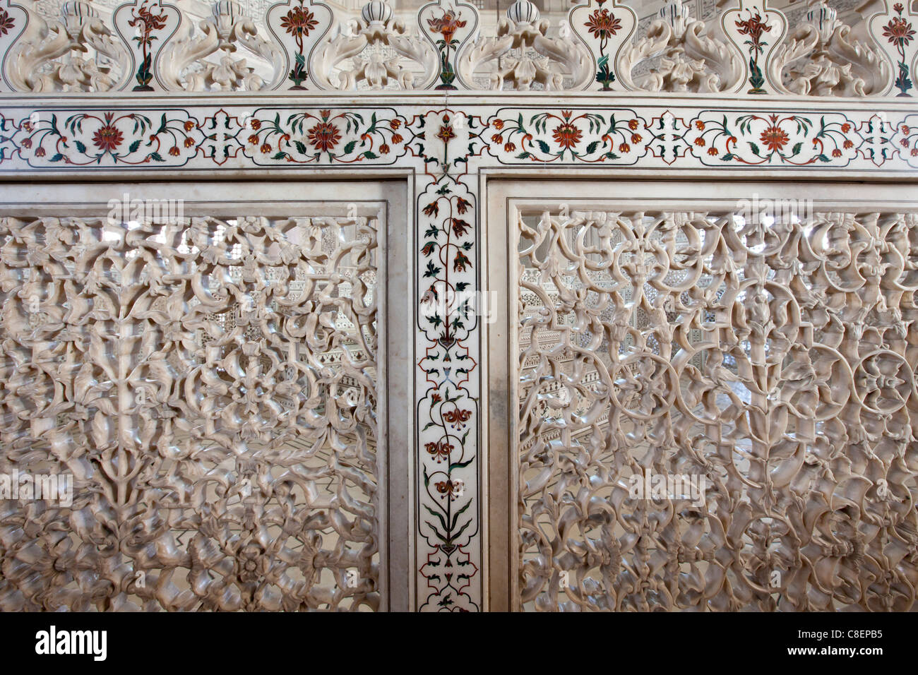 The Taj Mahal Mausoleum Detail Of Pietra Dura Jewels Inlaid
