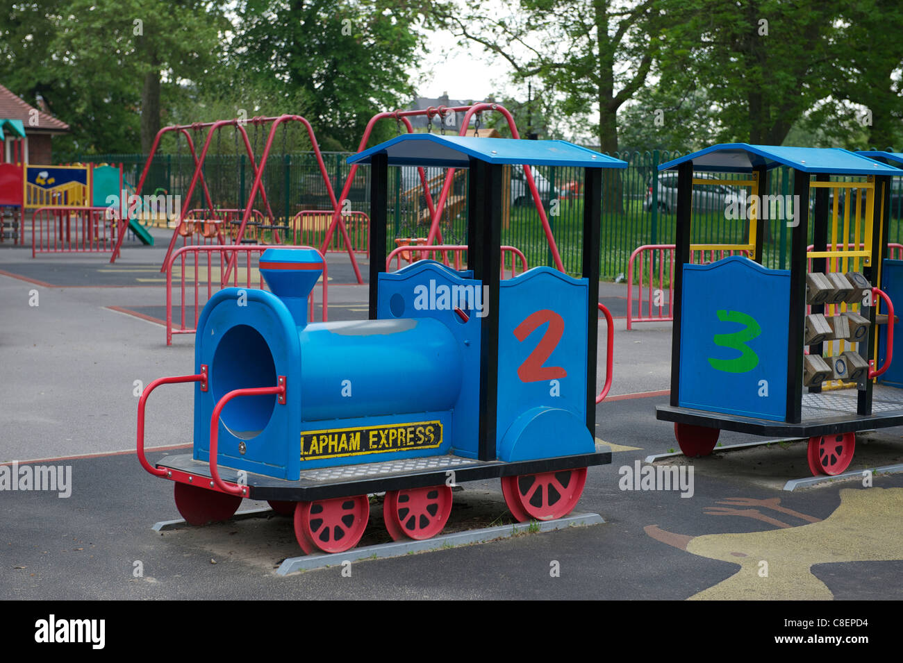 Playground train Stock Photo