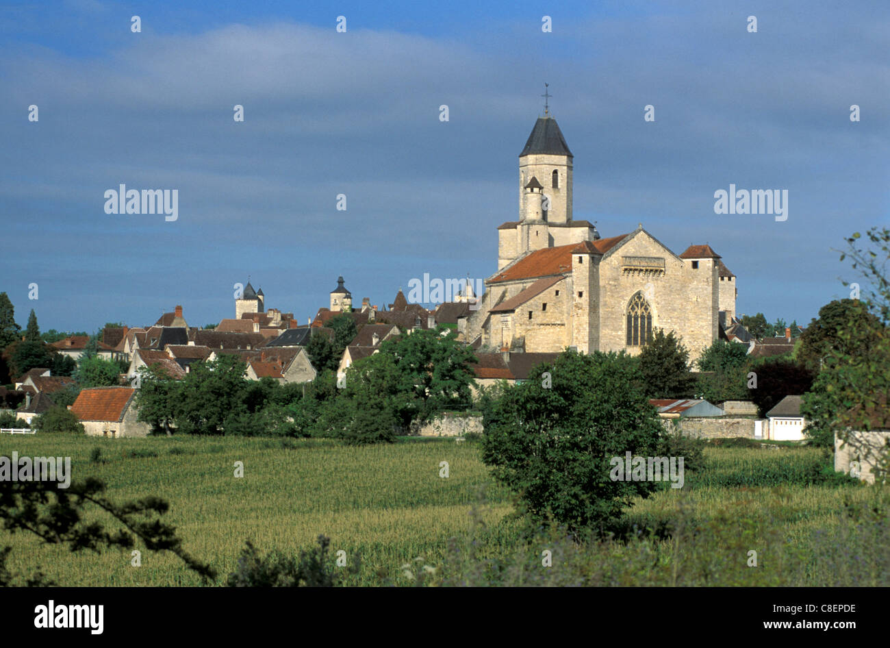 Town, Martel, Midi Pyrenees, France, Europe, church Stock Photo