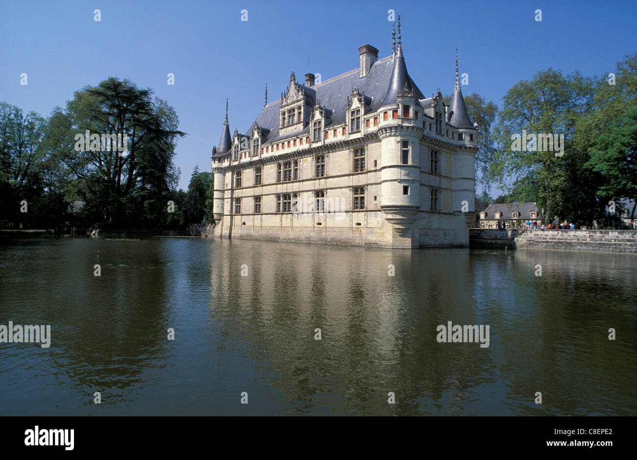 Chateau, castle, Azay le Rideau, Val de Loire, Loire valley, France, Europe, water Stock Photo