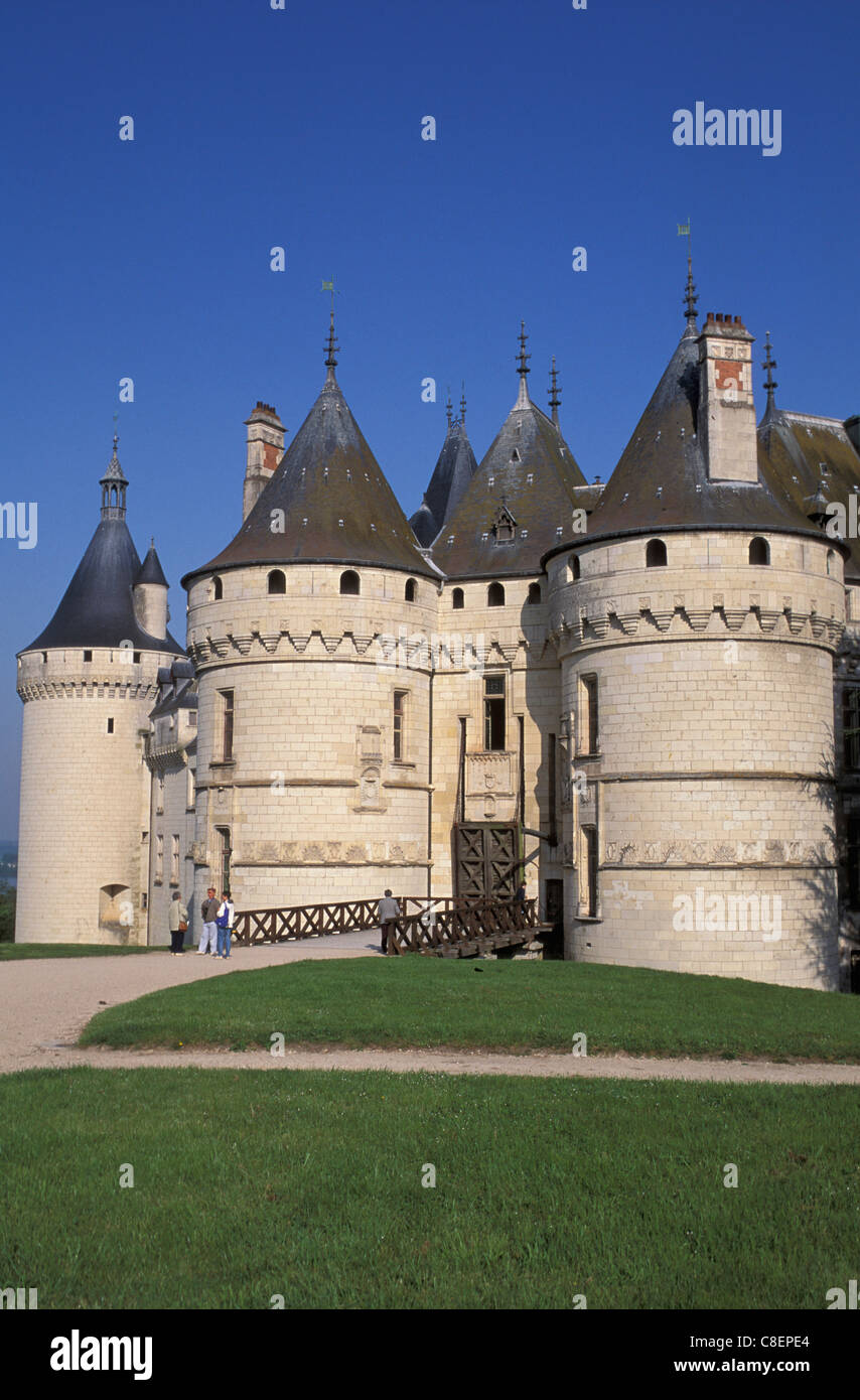 Chateau, castle, Chaumont, Val de Loire, Loire valley, France, Europe, towers Stock Photo